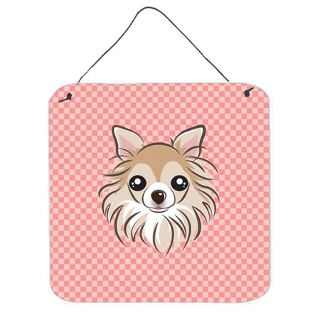 MICASA Checkerboard Pink Chihuahua Aluminum Metal Wall Or Door Hanging Prints, 6 x 6 In. MI250744